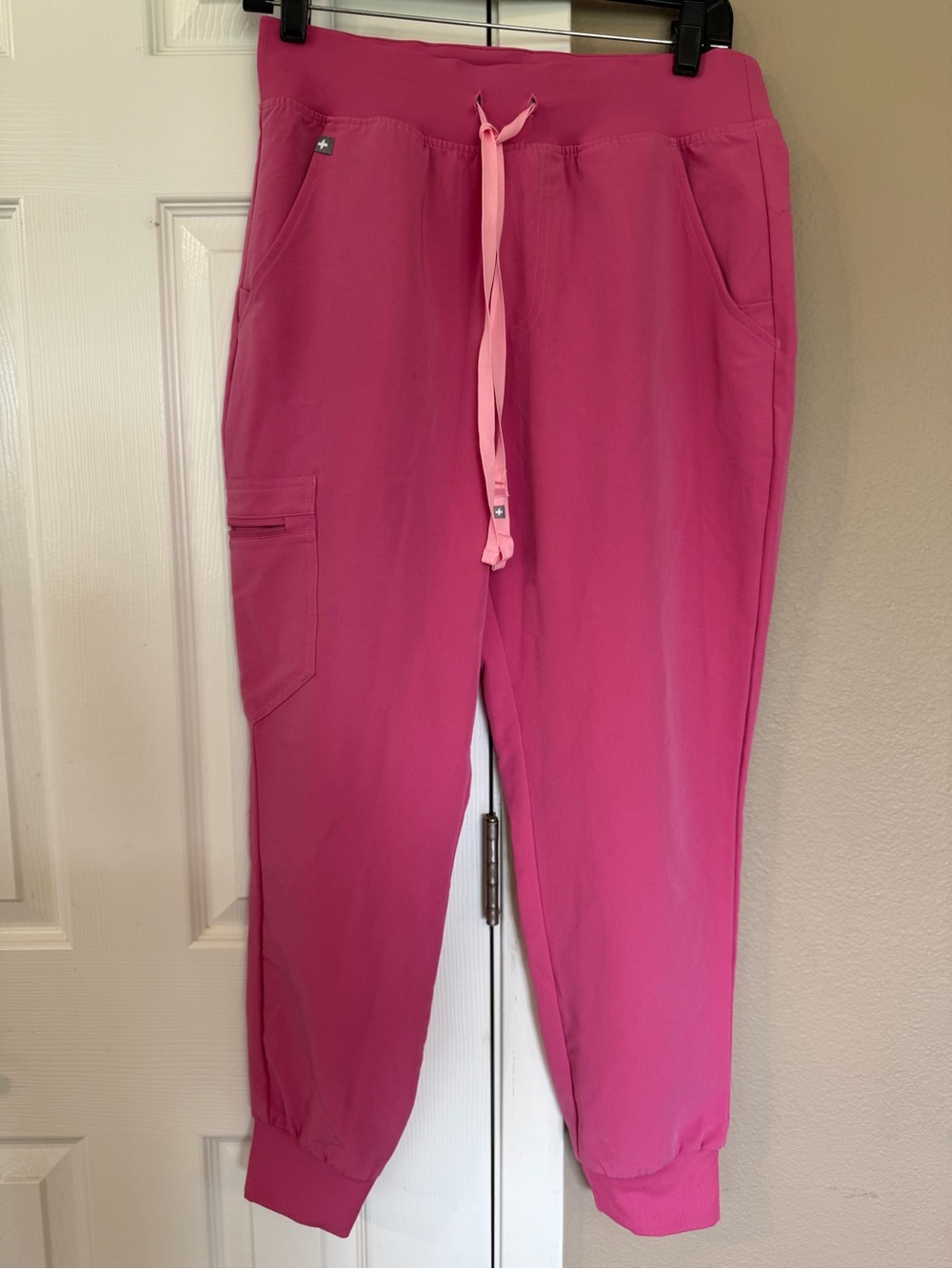 Figs Fuchsia Knit Jogger Pants with Drawstring